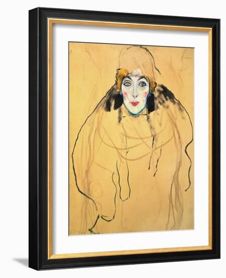 Female Head, 1917/18-Gustav Klimt-Framed Giclee Print