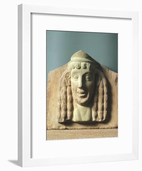 Female Head, Antefix in Terracotta from Temple of Apollo in Thermos, Greece-null-Framed Giclee Print