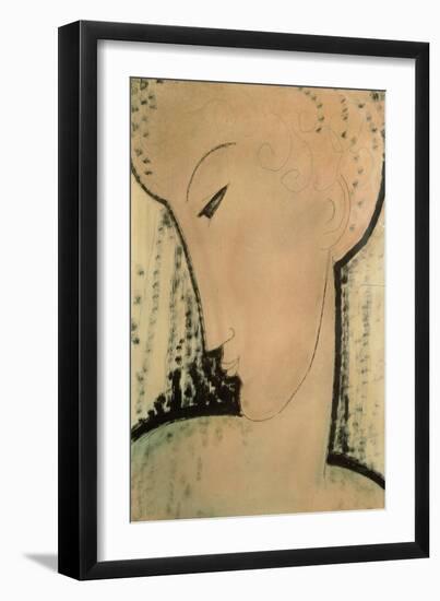 Female Head (Pen, Ink, Brush & W/C on Paper)-Amedeo Modigliani-Framed Giclee Print