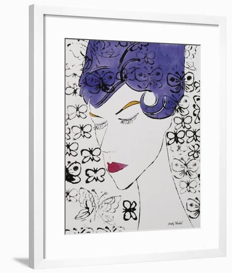 Female Head with Stamps, c. 1959-Andy Warhol-Framed Art Print