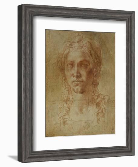 Female Idealized Head, 1520-1530-Michelangelo Buonarroti-Framed Giclee Print