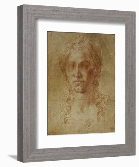 Female Idealized Head, 1520-1530-Michelangelo Buonarroti-Framed Giclee Print