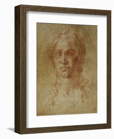 Female Idealized Head, 1520-1530-Michelangelo Buonarroti-Framed Giclee Print