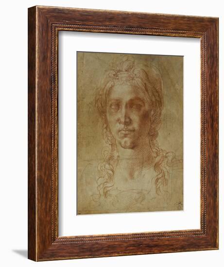 Female Idealized Head, 1520-1530-Michelangelo Buonarroti-Framed Giclee Print