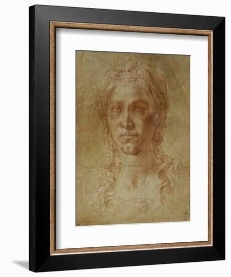 Female Idealized Head, 1520-1530-Michelangelo Buonarroti-Framed Giclee Print