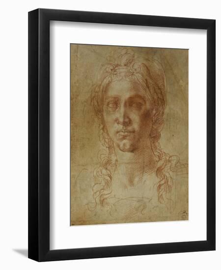 Female Idealized Head, 1520-1530-Michelangelo Buonarroti-Framed Giclee Print