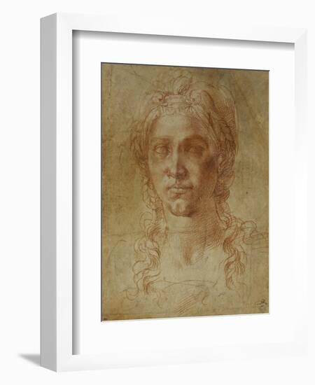 Female Idealized Head, 1520-1530-Michelangelo Buonarroti-Framed Giclee Print