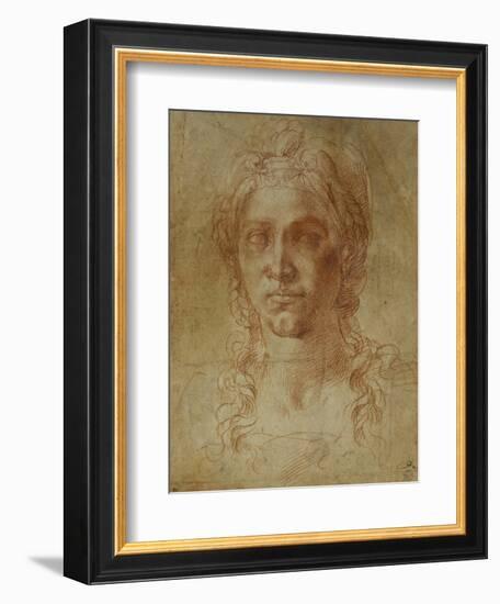 Female Idealized Head, 1520-1530-Michelangelo Buonarroti-Framed Giclee Print