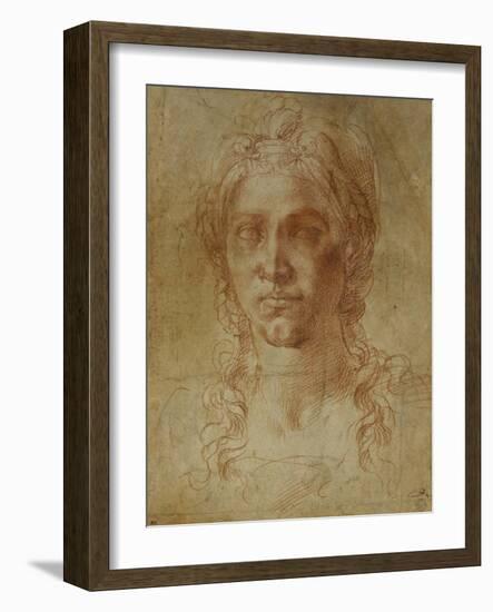 Female Idealized Head, 1520-1530-Michelangelo Buonarroti-Framed Giclee Print