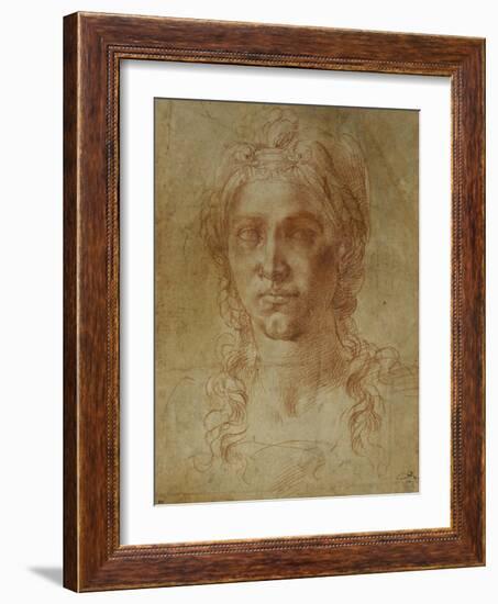 Female Idealized Head, 1520-1530-Michelangelo Buonarroti-Framed Giclee Print