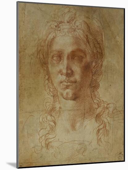 Female Idealized Head, 1520-1530-Michelangelo Buonarroti-Mounted Giclee Print
