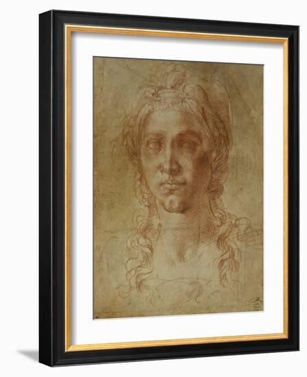 Female Idealized Head, 1520-1530-Michelangelo Buonarroti-Framed Giclee Print