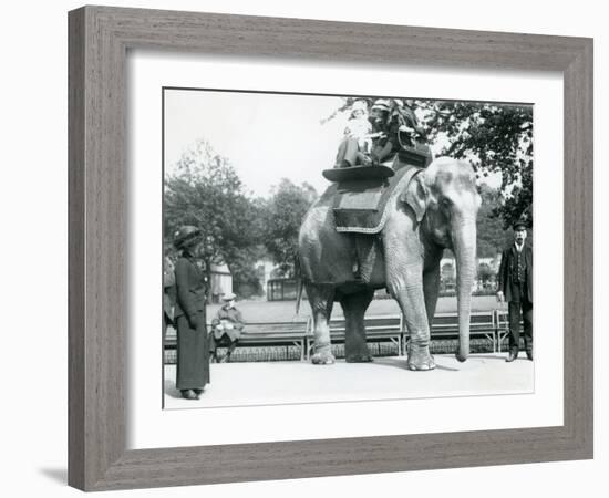 Female Indian Elephant 'Lukhi' Giving Children a Ride with Keeper Charles Eyles-Frederick William Bond-Framed Photographic Print