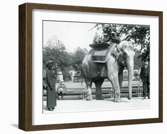 Female Indian Elephant 'Lukhi' Giving Children a Ride with Keeper Charles Eyles-Frederick William Bond-Framed Photographic Print