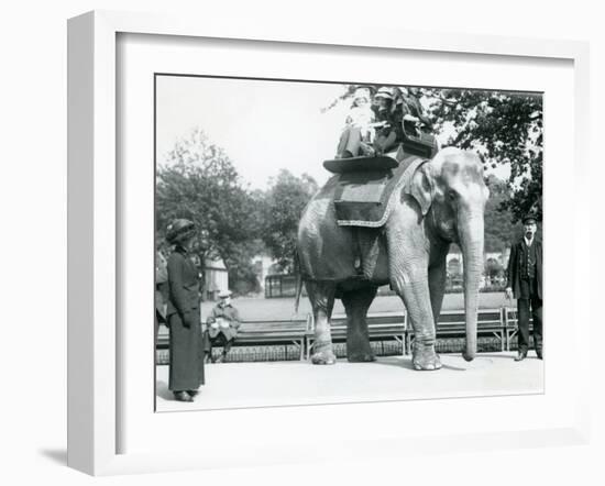 Female Indian Elephant 'Lukhi' Giving Children a Ride with Keeper Charles Eyles-Frederick William Bond-Framed Photographic Print