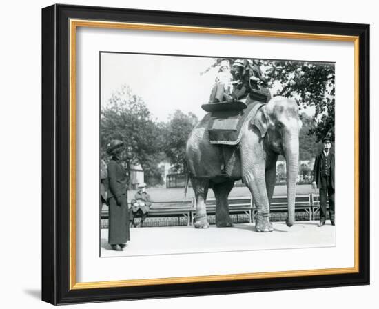 Female Indian Elephant 'Lukhi' Giving Children a Ride with Keeper Charles Eyles-Frederick William Bond-Framed Photographic Print