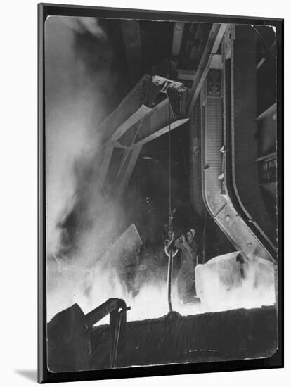 Female Metallurgist Peering Through an Optical Pyrometer to Determine the Temperature of Steel-Margaret Bourke-White-Mounted Photographic Print