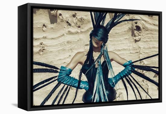 Female Model Wearing Feathers-Luis Beltran-Framed Premier Image Canvas