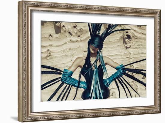 Female Model Wearing Feathers-Luis Beltran-Framed Photographic Print