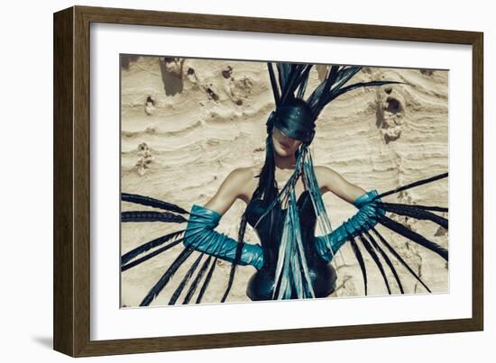 Female Model Wearing Feathers-Luis Beltran-Framed Photographic Print