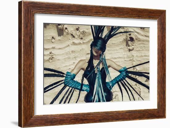 Female Model Wearing Feathers-Luis Beltran-Framed Photographic Print