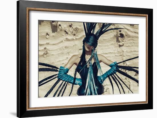 Female Model Wearing Feathers-Luis Beltran-Framed Photographic Print