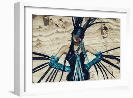 Female Model Wearing Feathers-Luis Beltran-Framed Photographic Print