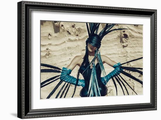 Female Model Wearing Feathers-Luis Beltran-Framed Photographic Print