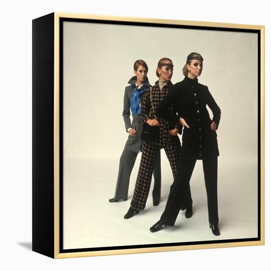 Female Models Wearing Pants Suit Fashions Designed by Yves Saint Laurent-Bill Ray-Framed Premier Image Canvas