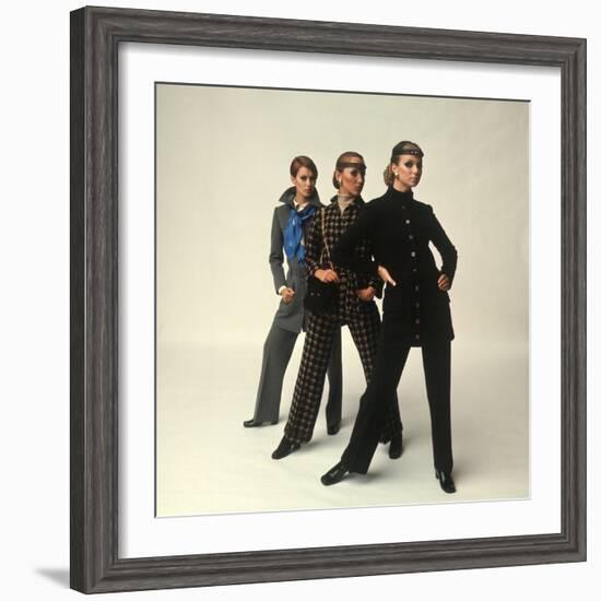 Female Models Wearing Pants Suit Fashions Designed by Yves Saint Laurent-Bill Ray-Framed Photographic Print