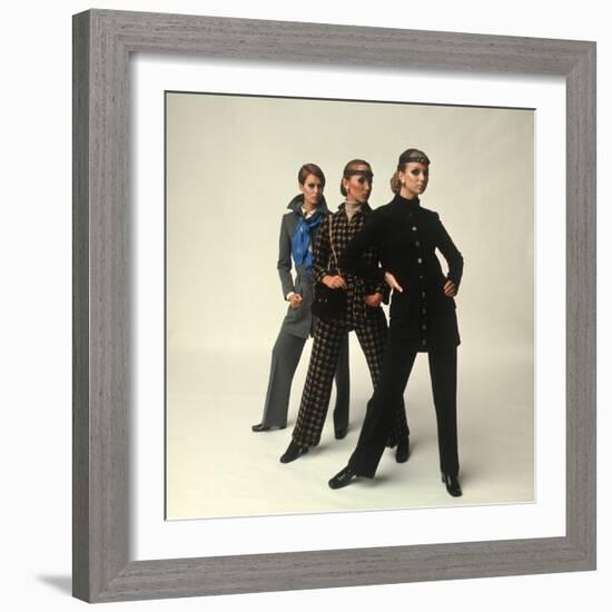 Female Models Wearing Pants Suit Fashions Designed by Yves Saint Laurent-Bill Ray-Framed Photographic Print