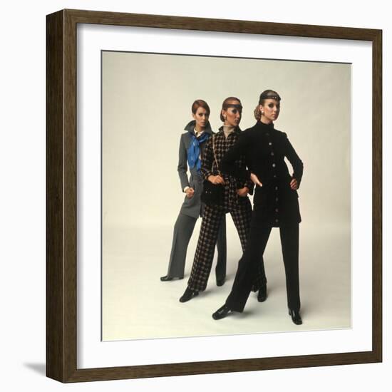 Female Models Wearing Pants Suit Fashions Designed by Yves Saint Laurent-Bill Ray-Framed Photographic Print