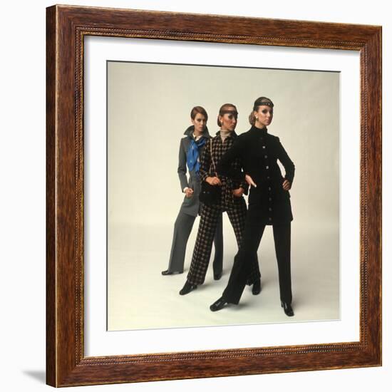 Female Models Wearing Pants Suit Fashions Designed by Yves Saint Laurent-Bill Ray-Framed Photographic Print