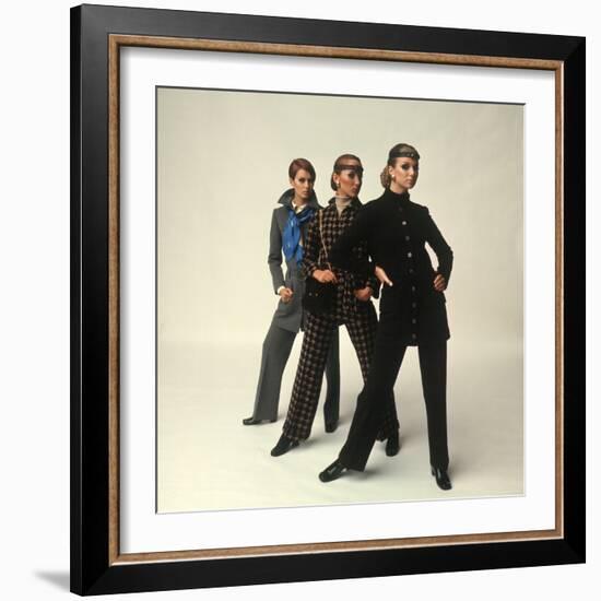 Female Models Wearing Pants Suit Fashions Designed by Yves Saint Laurent-Bill Ray-Framed Photographic Print