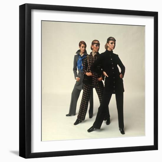 Female Models Wearing Pants Suit Fashions Designed by Yves Saint Laurent-Bill Ray-Framed Photographic Print