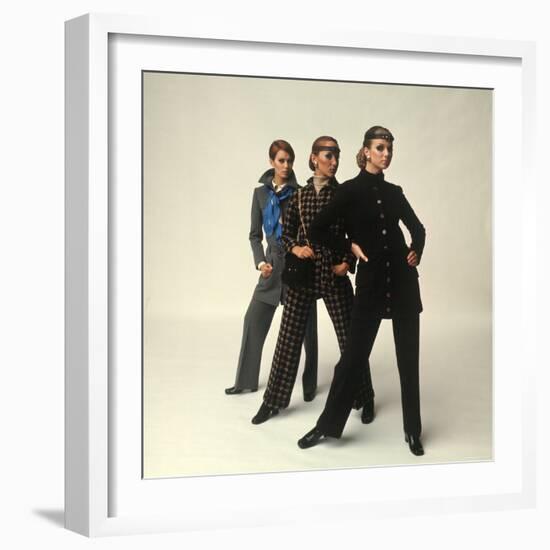 Female Models Wearing Pants Suit Fashions Designed by Yves Saint Laurent-Bill Ray-Framed Photographic Print