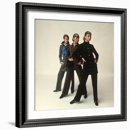 Female Models Wearing Pants Suit Fashions Designed by Yves Saint Laurent-Bill Ray-Framed Photographic Print