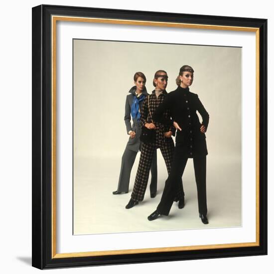 Female Models Wearing Pants Suit Fashions Designed by Yves Saint Laurent-Bill Ray-Framed Photographic Print