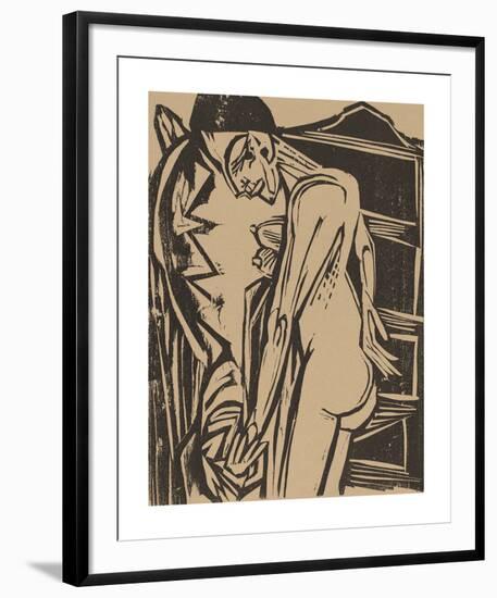 Female Nude Before a Cabinet-Ernst Ludwig Kirchner-Framed Premium Giclee Print