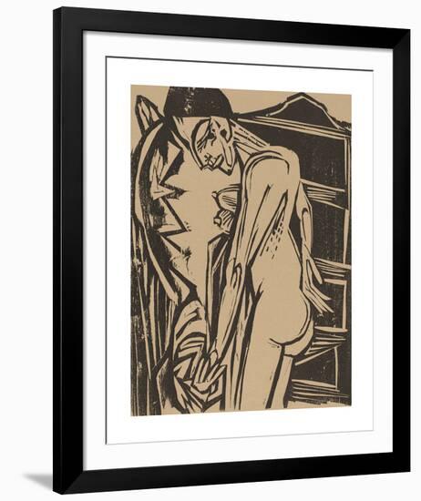 Female Nude Before a Cabinet-Ernst Ludwig Kirchner-Framed Premium Giclee Print