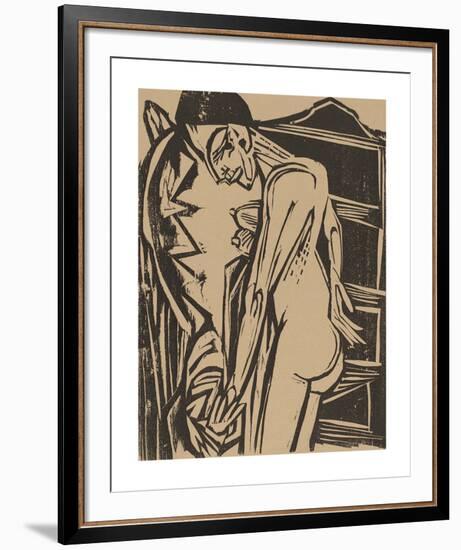 Female Nude Before a Cabinet-Ernst Ludwig Kirchner-Framed Premium Giclee Print