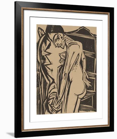 Female Nude Before a Cabinet-Ernst Ludwig Kirchner-Framed Premium Giclee Print