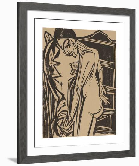 Female Nude Before a Cabinet-Ernst Ludwig Kirchner-Framed Premium Giclee Print