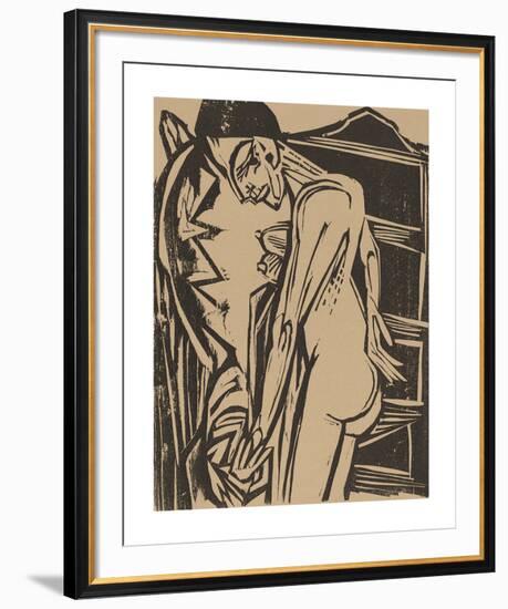 Female Nude Before a Cabinet-Ernst Ludwig Kirchner-Framed Premium Giclee Print