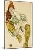 Female Nude Clasping Right Leg, 1917-Egon Schiele-Mounted Giclee Print