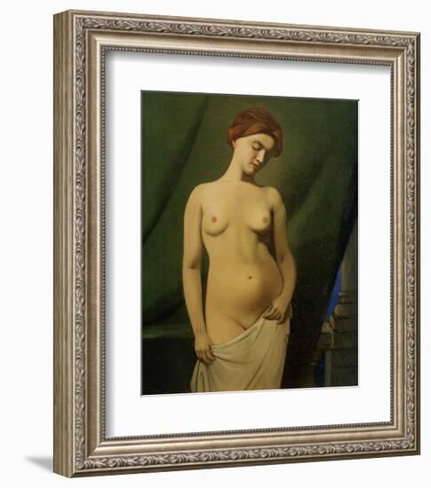 Female Nude, Green Curtain-Félix Vallotton-Framed Giclee Print