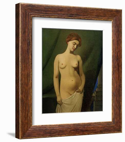 Female Nude, Green Curtain-Félix Vallotton-Framed Giclee Print