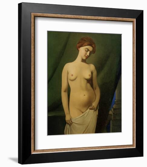 Female Nude, Green Curtain-Félix Vallotton-Framed Giclee Print