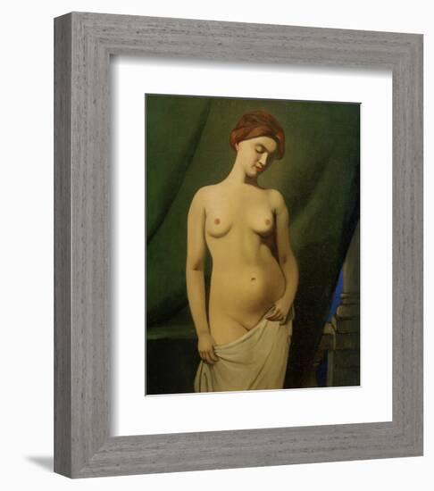 Female Nude, Green Curtain-Félix Vallotton-Framed Giclee Print