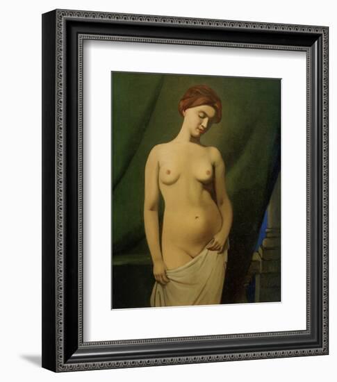 Female Nude, Green Curtain-Félix Vallotton-Framed Giclee Print